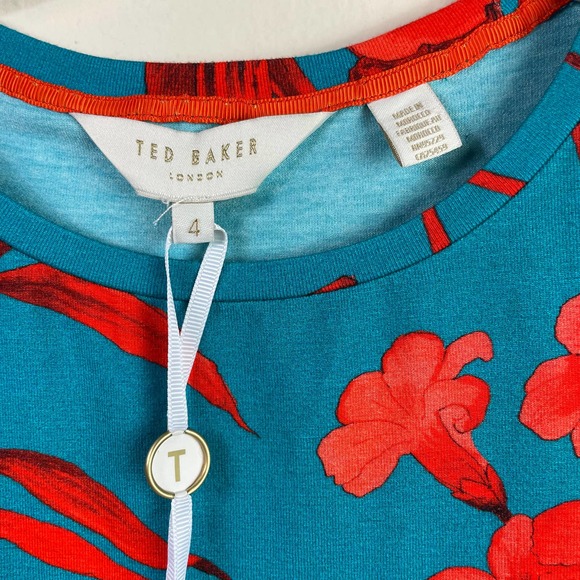 NWT Ted Baker Fantasia Fitted Tee Turquoise Size 4 - Picture 6 of 12